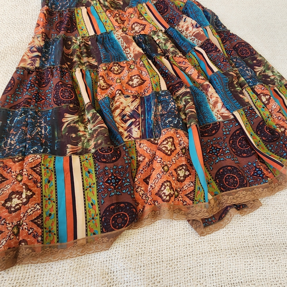 The Pyramid Collection Vibrant Patchwork A-Line S… - image 3